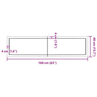 Piano Tavolo Marrone Chiaro 160x40x(2-6) cm Rovere Non Trattato 363969