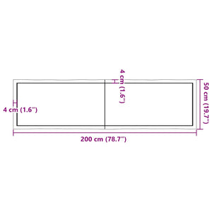 Piano Tavolo Marrone Chiaro 200x50x(2-6) cm Rovere Non Trattato