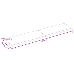 Piano Tavolo Marrone Chiaro 220x50x(2-4) cm Rovere Non Trattato