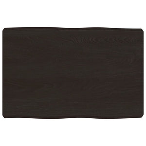 Piano Tavolo Marrone Scuro 60x40x(2-6)cm in Rovere Non Trattato 363997