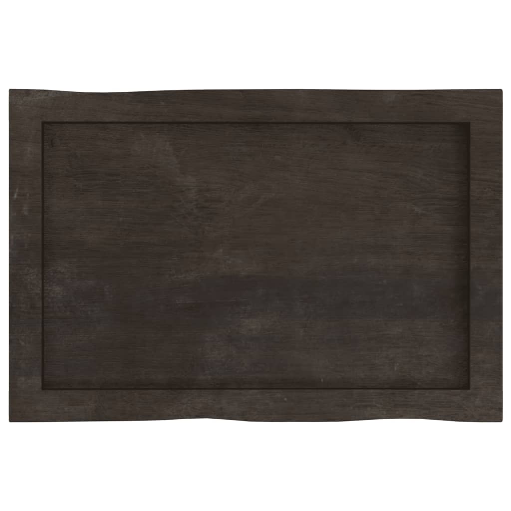 Piano Tavolo Marrone Scuro 60x40x(2-6)cm in Rovere Non Trattato