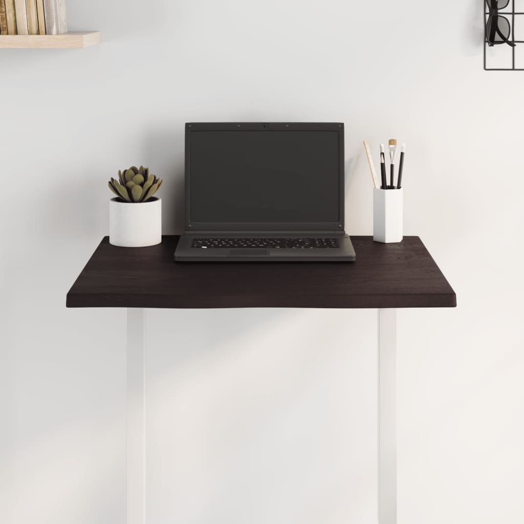 Piano Tavolo Marrone Scuro 60x50x2 cm in Rovere Non Trattato 363998