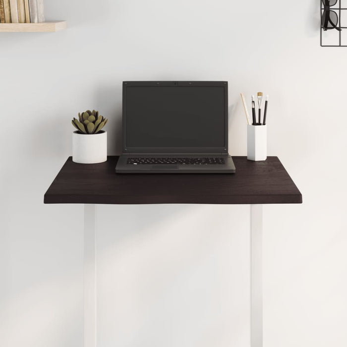 Piano Tavolo Marrone Scuro 60x50x2 cm in Rovere Non Trattato 363998