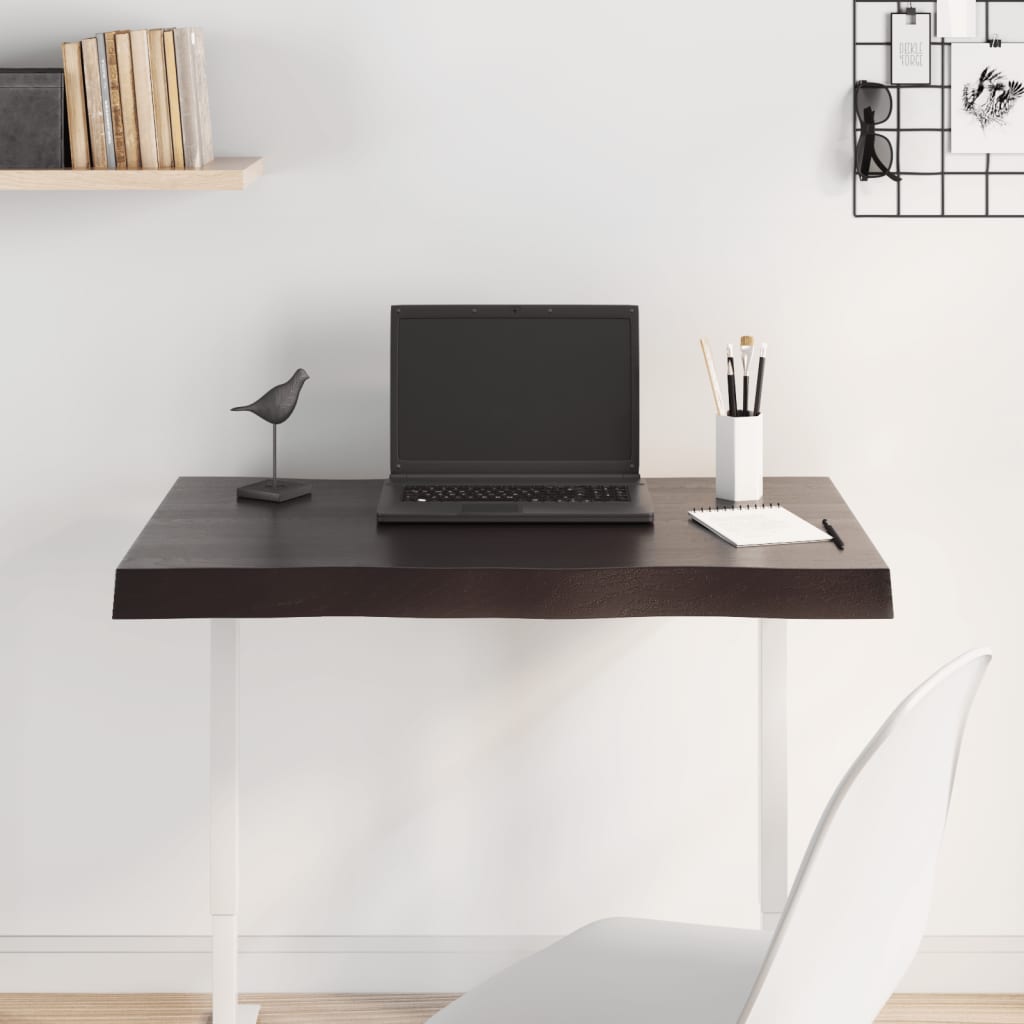 Piano Tavolo Marrone Scuro 80x40x(2-6)cm in Rovere Non Trattatocod mxl 95730