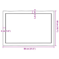 Piano Tavolo Marrone Scuro 80x50x(2-4)cm in Rovere Non Trattato