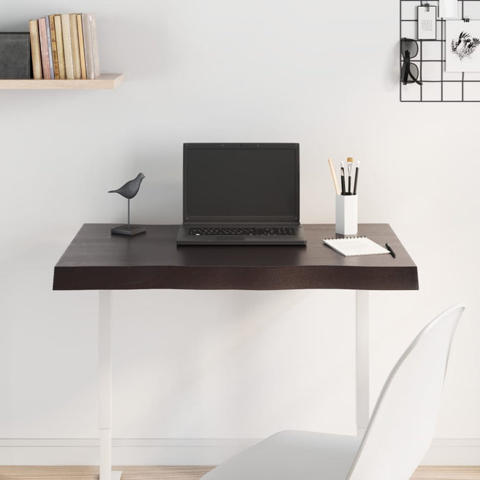 Piano Tavolo Marrone Scuro 80x50x(2-6)cm in Rovere Non Trattato 364009