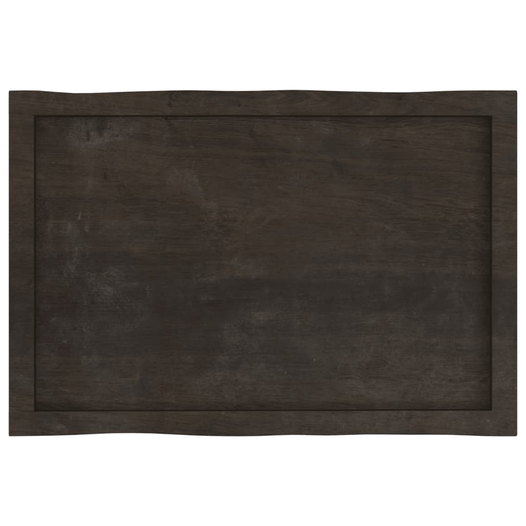 Piano Tavolo Marrone Scuro 80x50x(2-6)cm in Rovere Non Trattato