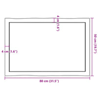 Piano Tavolo Marrone Scuro 80x50x(2-6)cm in Rovere Non Trattato