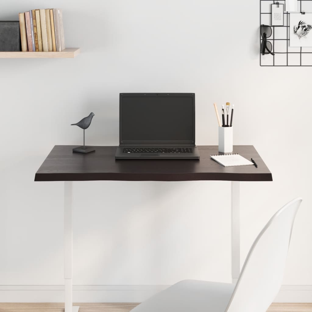 Piano Tavolo Marrone Scuro 80x60x2 cm in Rovere Non Trattatocod mxl 95729