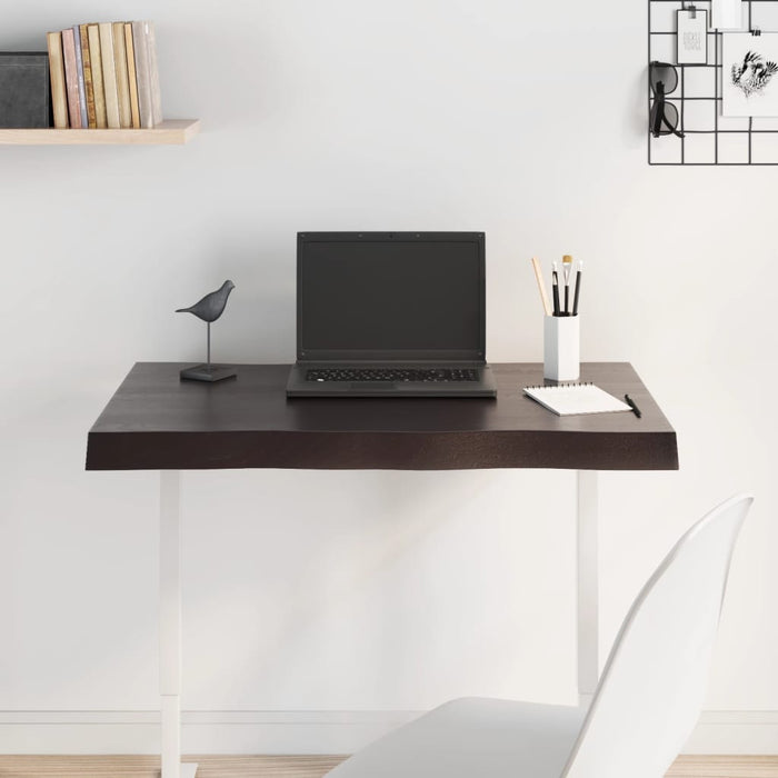 Piano Tavolo Marrone Scuro 80x60x(2-6)cm in Rovere Non Trattatocod mxl 95727