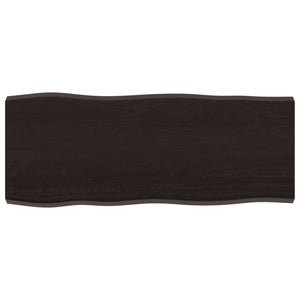 Piano Tavolo Marrone Scuro 100x40x(2-4)cm Rovere Non Trattato