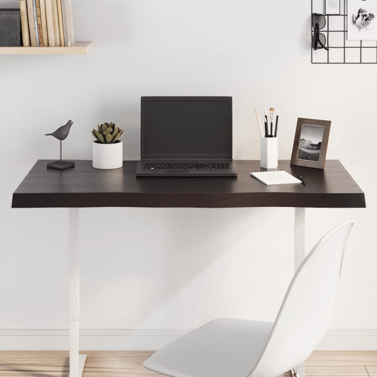 Piano Tavolo Marrone Scuro 100x40x(2-4)cm Rovere Non Trattato 364014