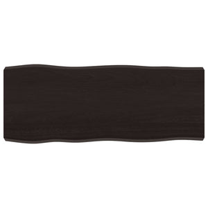 Piano Tavolo Marrone Scuro 100x40x(2-6)cm Rovere Non Trattato 364015