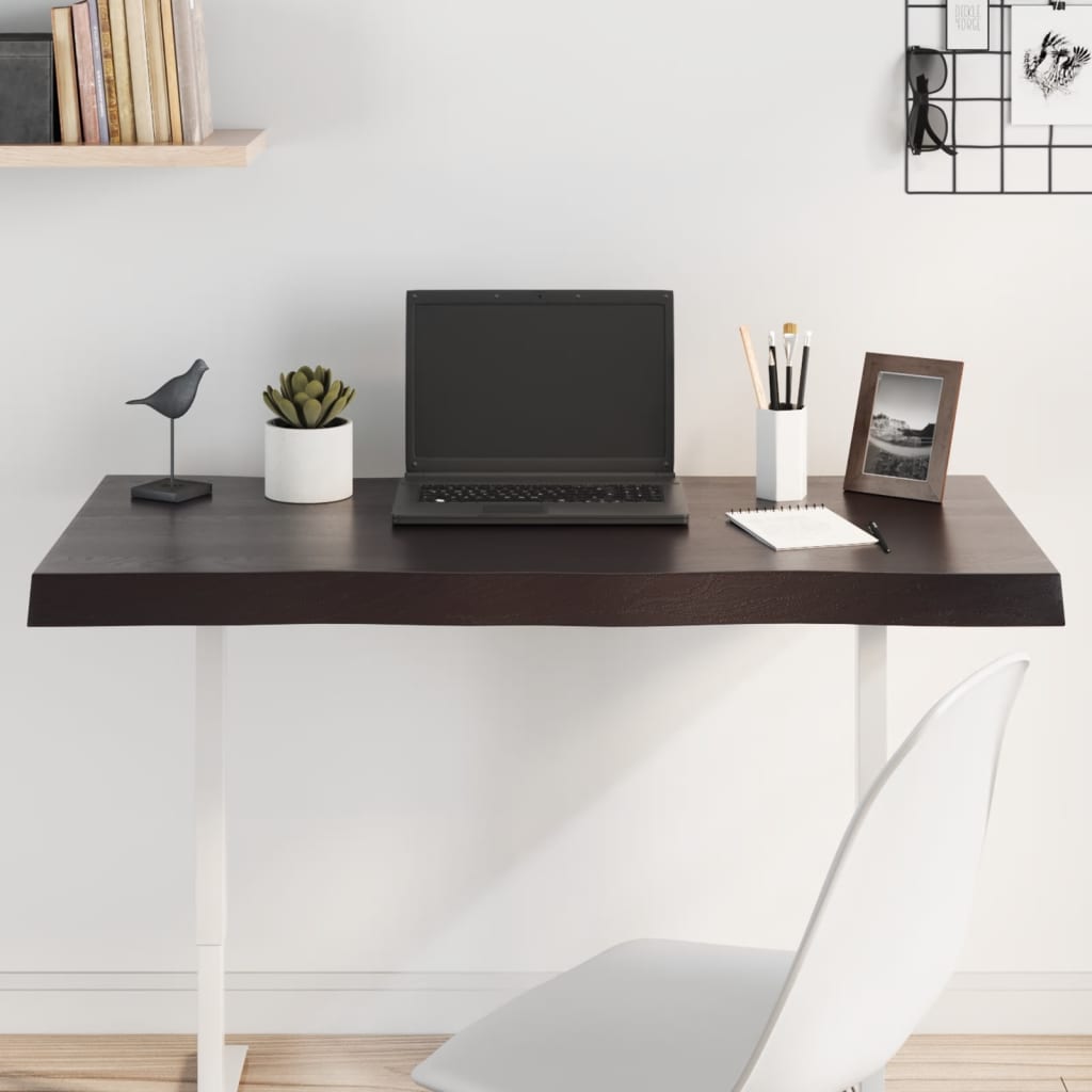 Piano Tavolo Marrone Scuro 100x40x(2-6)cm Rovere Non Trattatocod mxl 119648