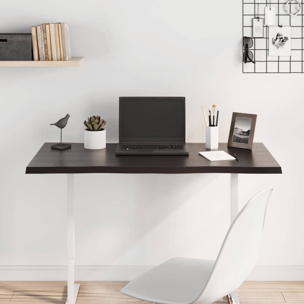 Piano Tavolo Marrone Scuro 100x60x2 cm in Rovere Non Trattato 364019