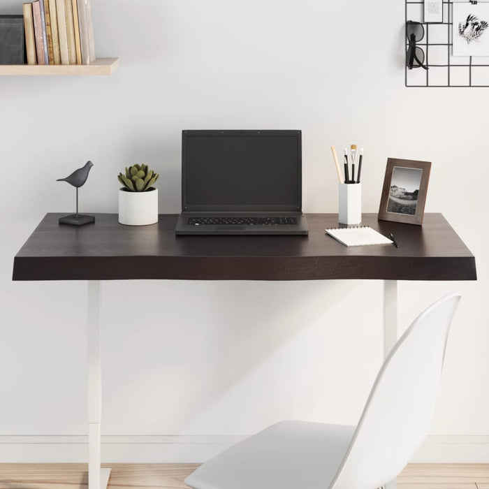 Piano Tavolo Marrone Scuro 100x60x(2-6)cm Rovere Non Trattato 364021