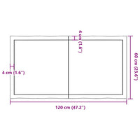 Piano Tavolo Marrone Scuro 120x60x(2-6)cm Rovere Non Trattato 364027