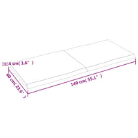 Piano Tavolo Marrone Scuro 140x60x(2-4)cm Rovere Non Trattato 364032