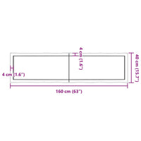 vidaXL Piano Tavolo Marrone Scuro 160x40x(2-6)cm Rovere Non Trattato
