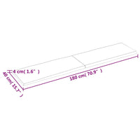 Piano Tavolo Marrone Scuro 180x40x(2-4)cm Rovere Non Trattato 364040