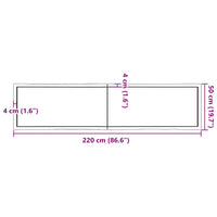 Piano Tavolo Marrone Scuro 220x50x(2-4)cm Rovere Non Trattato 364054