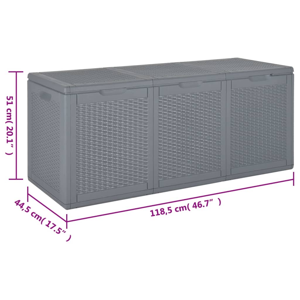 Cassapanca da giardino con contenitore grigio PP rattan 270 litri 02_0013091