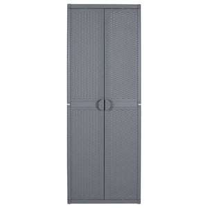 Armadio da Giardino Grigio 65x45x172 cm in Rattan PP