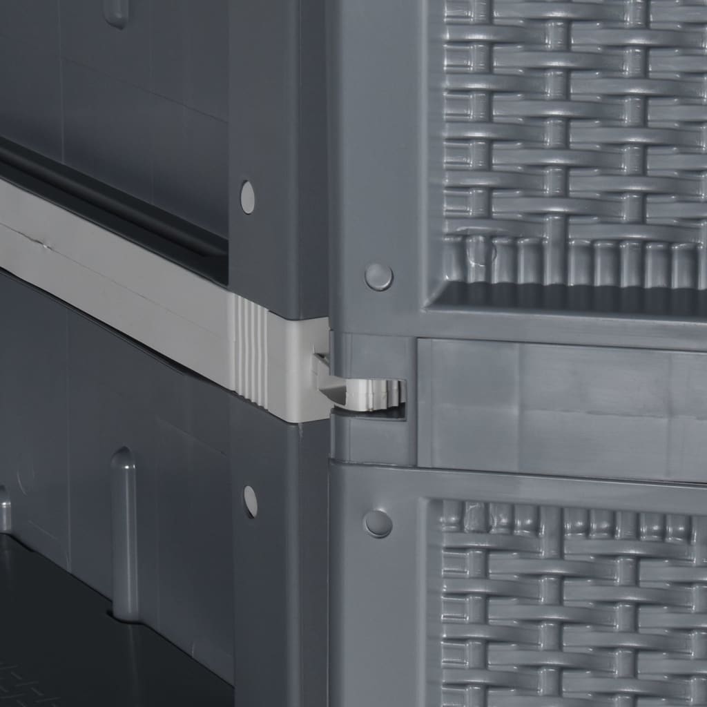 Armadio da Giardino Grigio 65x45x172 cm in Rattan PP