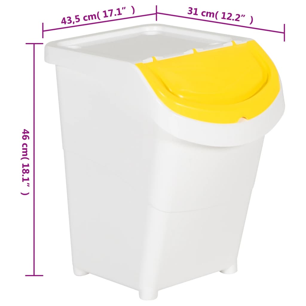 Pattumiere impilabili con coperchio 3 pezzi PP 120 litri bianco 02_0006049