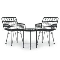 Set da Pranzo da Giardino 3 pz Nero in Polyrattan 3157830