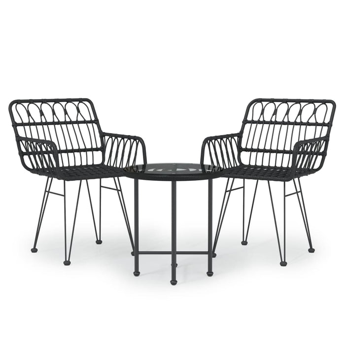 Set da Pranzo da Giardino 3 pz Nero in Polyrattan 3157830