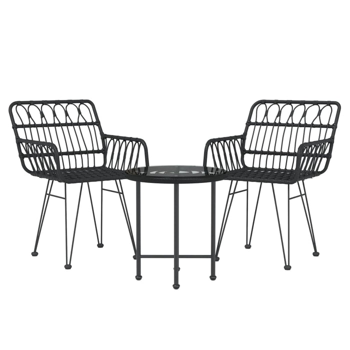 Set da Pranzo da Giardino 3 pz Nero in Polyrattan 3157830