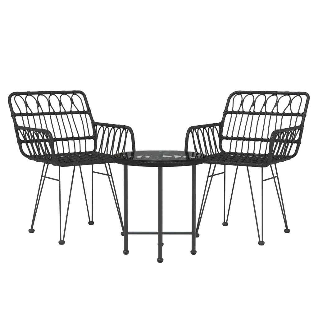 Set da Pranzo da Giardino 3 pz Nero in Polyrattan 3157830