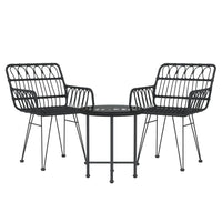 Set da Pranzo da Giardino 3 pz Nero in Polyrattan 3157830