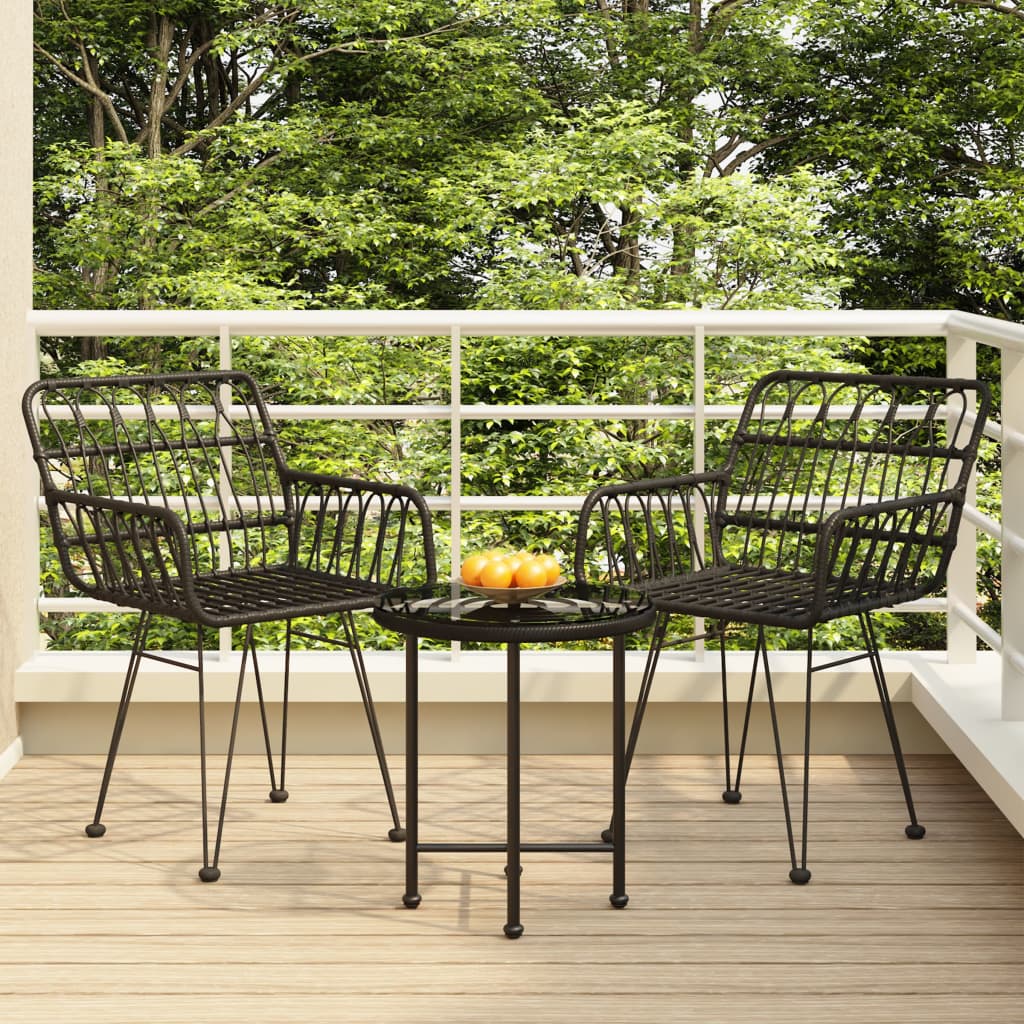 Set da Pranzo da Giardino 3 pz Nero in Polyrattan 3157830