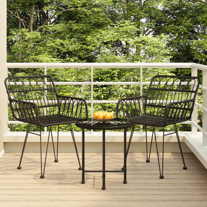 Set da Pranzo da Giardino 3 pz Nero in Polyrattan 3157830