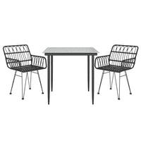 Set da Pranzo da Giardino 3 pz Nero in Polyrattan 3157852