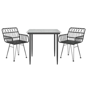Set da Pranzo da Giardino 3 pz Nero in Polyrattan 3157852