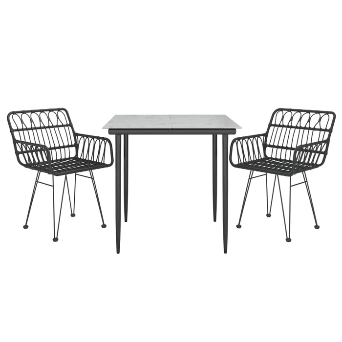 Set da Pranzo da Giardino 3 pz Nero in Polyrattan 3157852