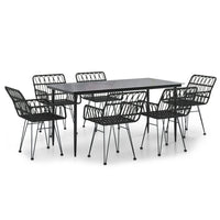 Set da Pranzo da Giardino 7 pz Nero in Polyrattan 3157856