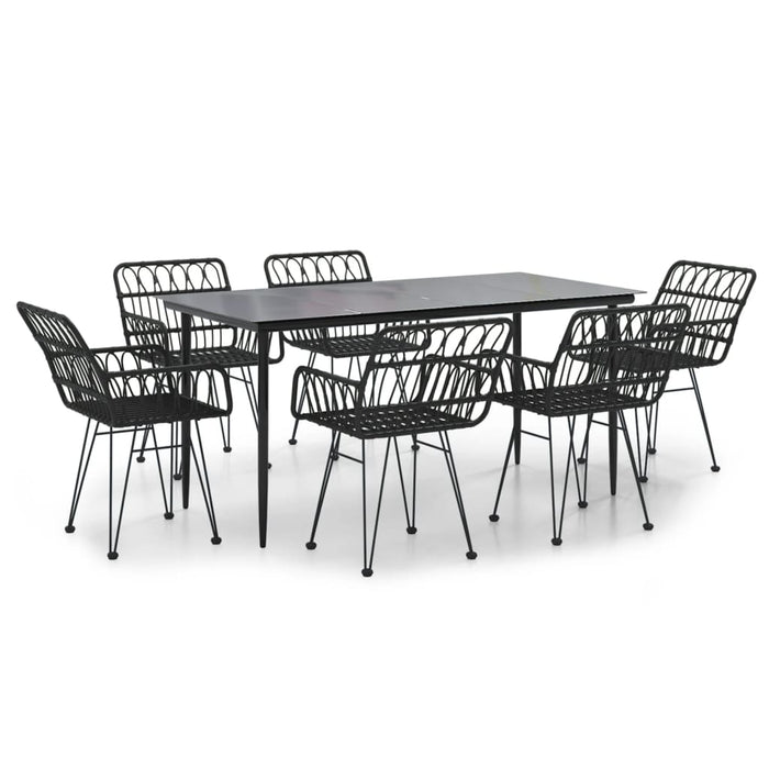 Set da Pranzo da Giardino 7 pz Nero in Polyrattan 3157856