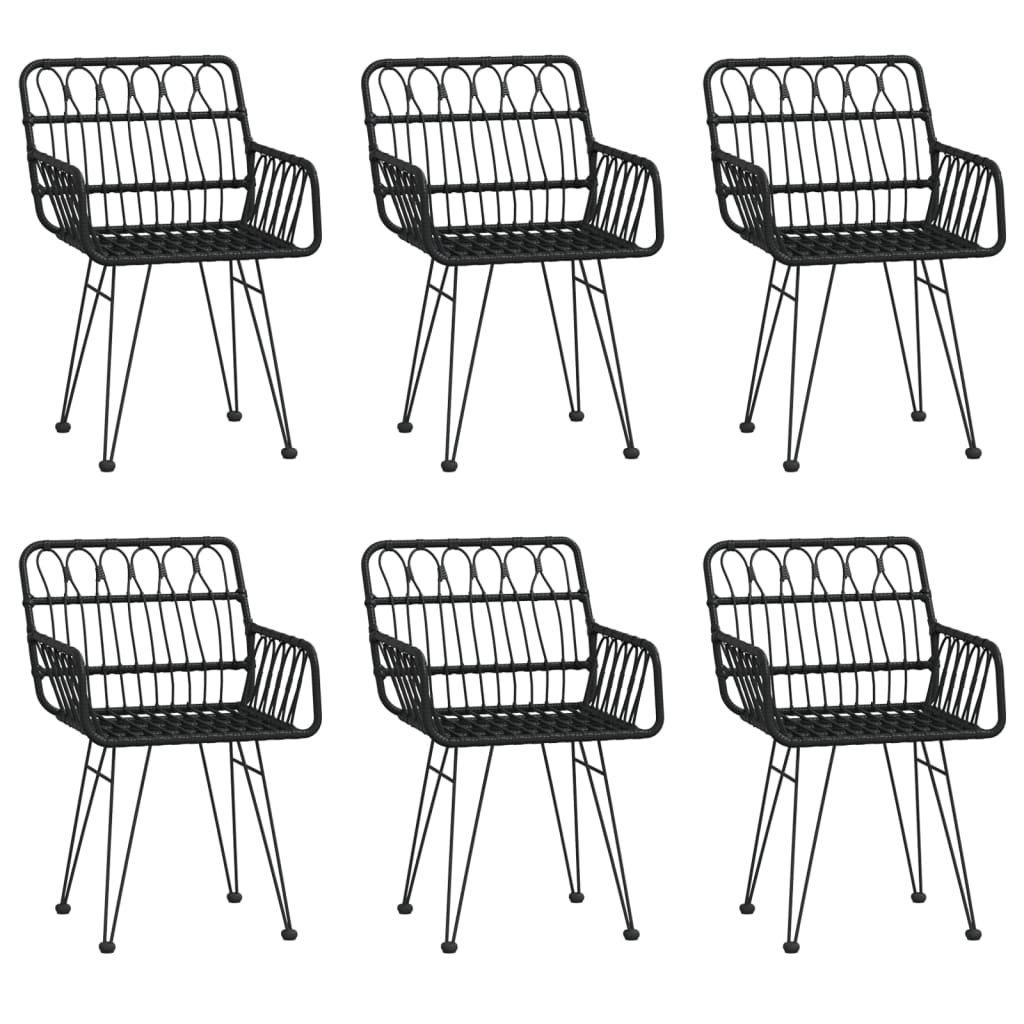 Set da Pranzo da Giardino 7 pz Nero in Polyrattan 3157856