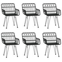 Set da Pranzo da Giardino 7 pz Nero in Polyrattan 3157856