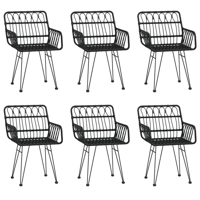 Set da Pranzo da Giardino 7 pz Nero in Polyrattan 3157856