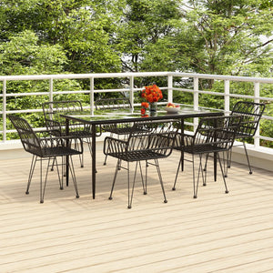 Set da Pranzo da Giardino 7 pz Nero in Polyrattan 3157856