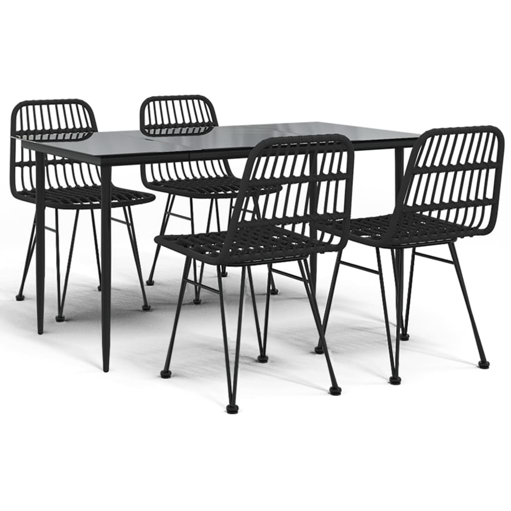 Set da Pranzo da Giardino 5 pz Nero in Polyrattan cod mxl 35586