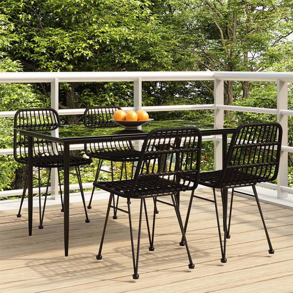Set da Pranzo da Giardino 5 pz Nero in Polyrattan cod mxl 35586