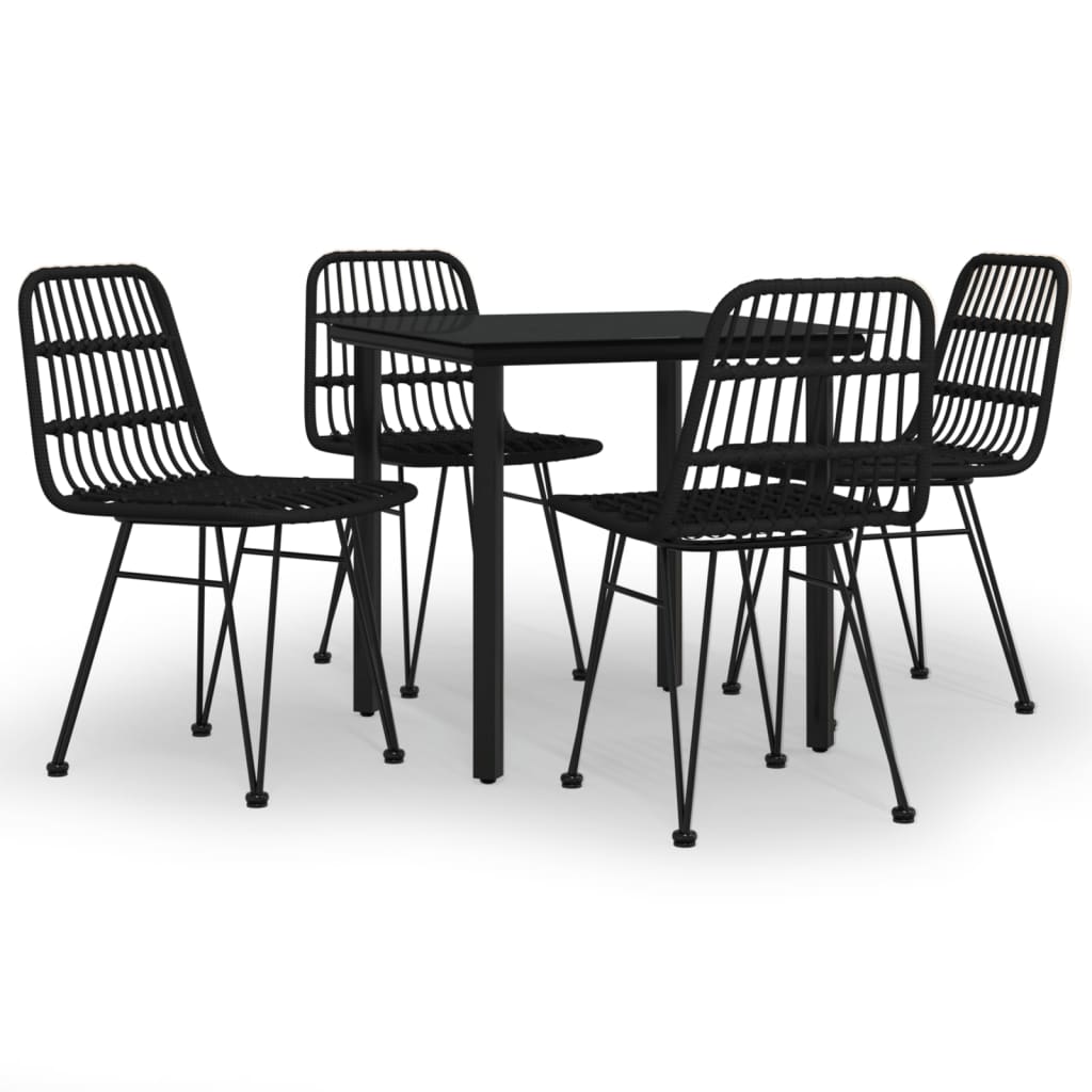 Set da Pranzo da Giardino 5 pz Nero in Polyrattan 3157895