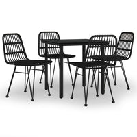 Set da Pranzo da Giardino 5 pz Nero in Polyrattan 3157895