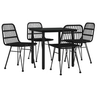 Set da Pranzo da Giardino 5 pz Nero in Polyrattan 3157895